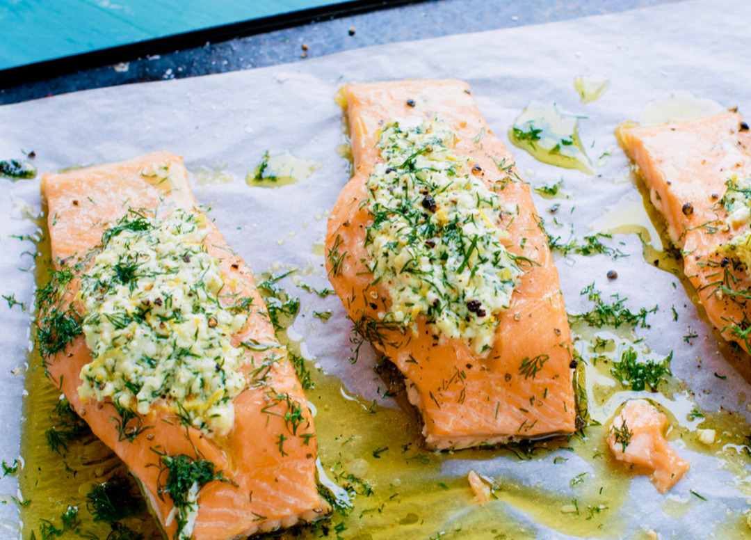 Lax fylld med feta, dill & citron
